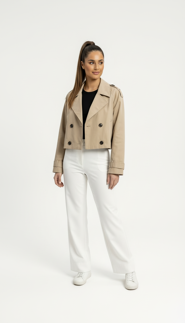 Trench Court Femme Double Boutonnage - Veste Automne-Hiver | Velmy Prestige Velmy Prestige
