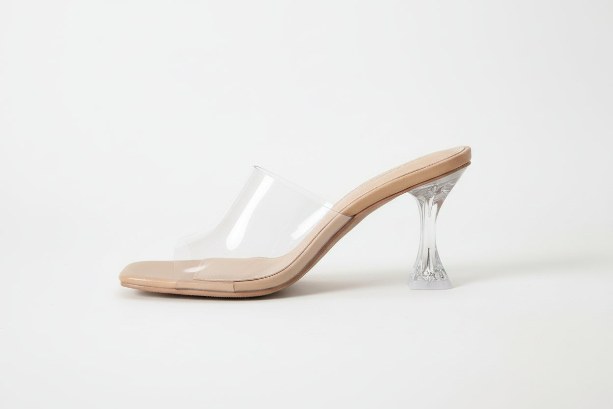 Women's Stiletto Heeled Sandals, Casual Transparent Strap Pumps, Summer Square Toe Dress Heels Velmy Prestige